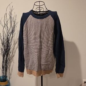 Express Men's Crewneck Sweater in Blue and Brown
